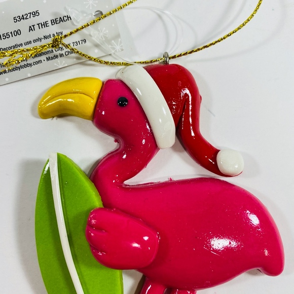 COPY - At The Beach Christmas Ornament Flamingo With Surf - Picture 5 of 5
